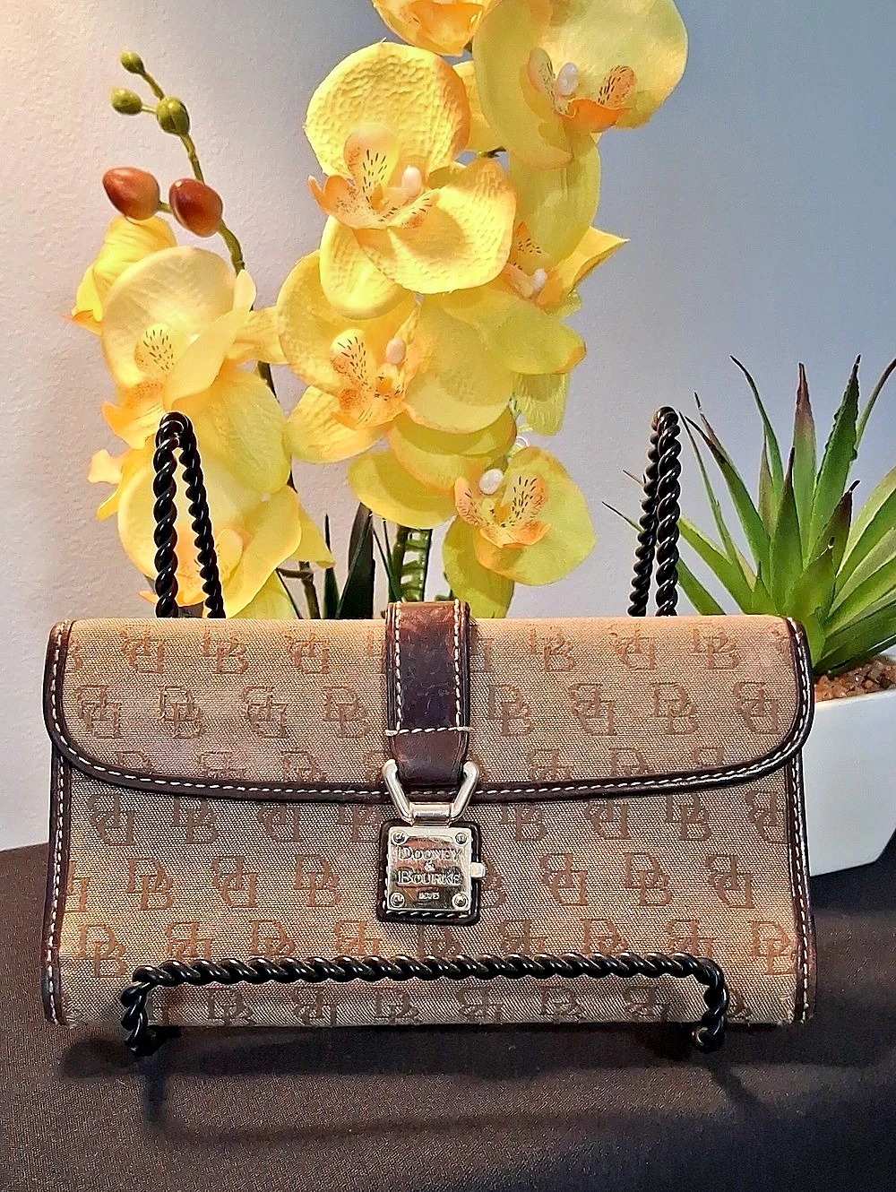 Dooney & Bourke Signature Clutch Wallet in Brown & Tan